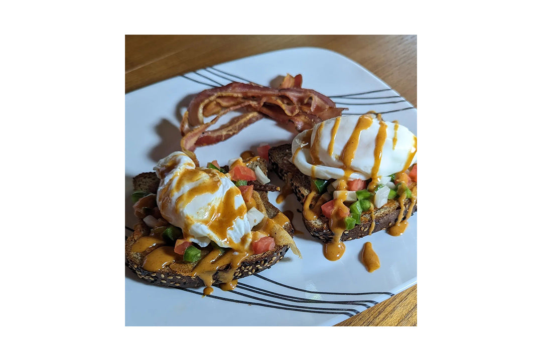 Poached Eggs Over Toast with Terrapin Ridge Farms Spicy Chipotle Poached Eggs Over Toast with Terrapin Ridge Farms Spicy Chipotle